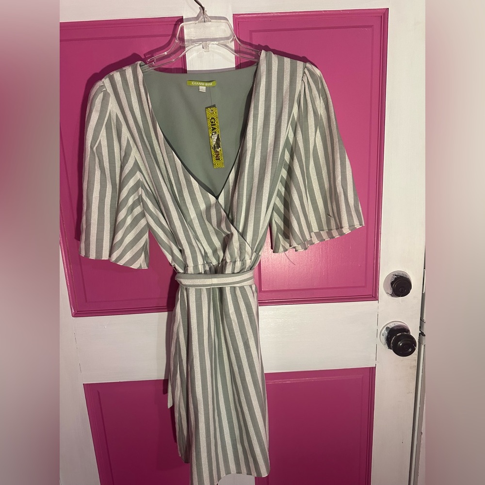 Gianni Bini striped mini dress with sash. NWT